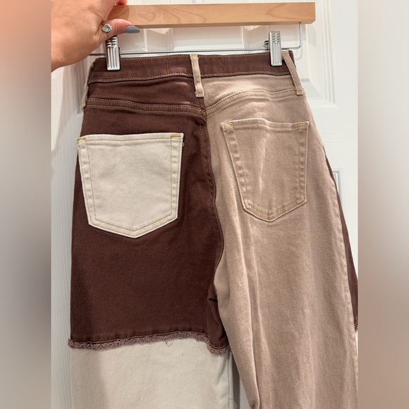 Hollister Ultra High-Rise Dad Jeans Straight Leg Brown Patchwork Y2K - Picture 9 of 9